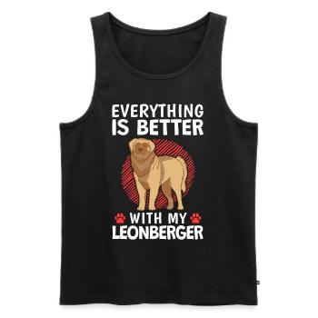Tout va mieux avec mon Leonberger - Débardeur bio Premium Homme - noir - Devant - Michal (187cm)