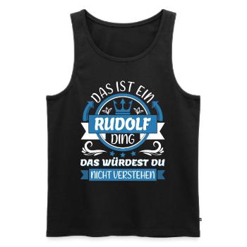 Rudolf Name Vorname Namenstag Namensgeschenk - Männer Premium Bio Tank Top - Schwarz - Vorne - Michal (187cm)