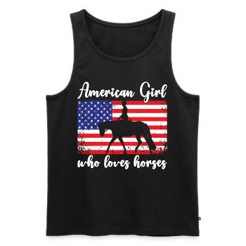 Amerikanisches Mädchen, das Arabische Pferde liebt - Männer Premium Bio Tank Top - Schwarz - Vorne - AI Model Male 178 light (178cm)