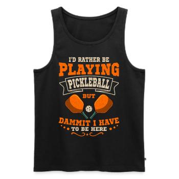 Je préfère jouer au pickleball paddle - Débardeur bio Premium Homme - noir - Devant - Michal (187cm)