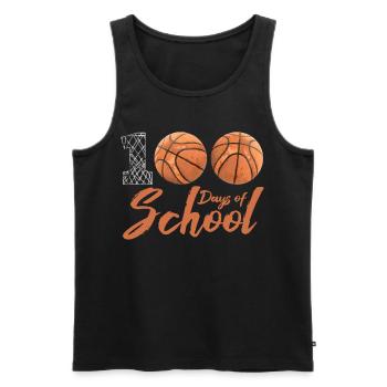 100 jours d’école Joueur de basketball de balle scolaire - Débardeur bio Premium Homme - noir - Devant - Michal (187cm)