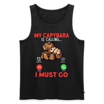 My Capybara Is Calling I Must Go - Men's Premium Organic Tank Top - black - Front - Michal (187cm)