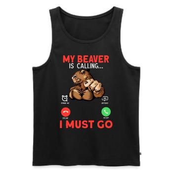 My Beaver Is Calling I Must Go - Männer Premium Bio Tank Top - Schwarz - Vorne - AI Model Male 178 light (178cm)
