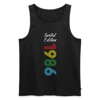 Limited Edition 1986 - Men's Premium Organic Tank Top - black - Front - AI Model Male 178 light (178cm)