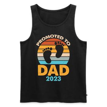 Promoted To Dad 2023 Retro Sunset - Men's Premium Organic Tank Top - black - Front - Michal (187cm)
