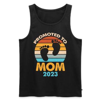 Promoted To Mom 2023 Retro Sunset - Men's Premium Organic Tank Top - black - Front - Michal (187cm)