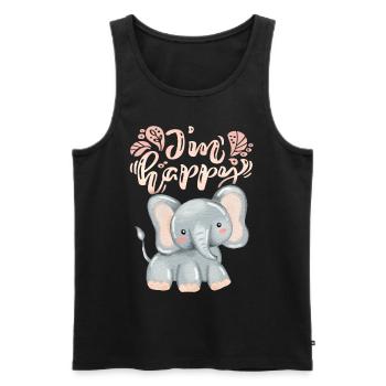 Spruch I'm-happy, lustiger kawaii Elefant - Männer Premium Bio Tank Top - Schwarz - Vorne - Michal (187cm)