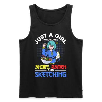 Just A Girl Who Loves Anime Ramen and Sketching - Männer Premium Bio Tank Top - Schwarz - Vorne - Michal (187cm)