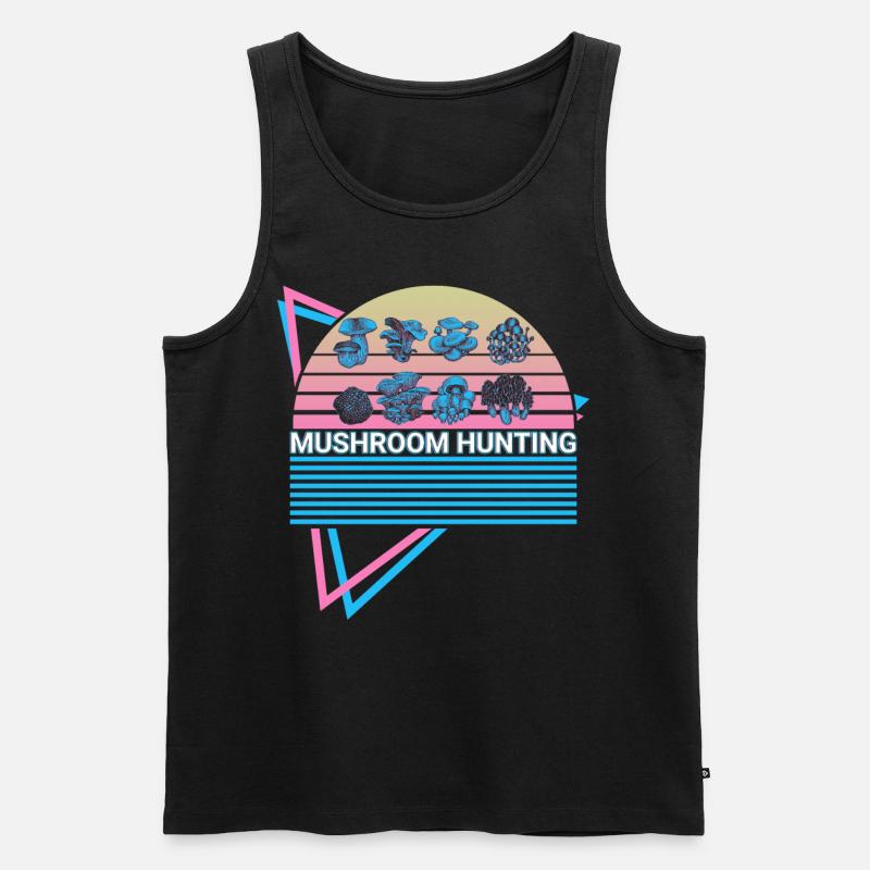 Pilzjagd Retro Pilzjäger - Männer Premium Bio Tank Top - Schwarz