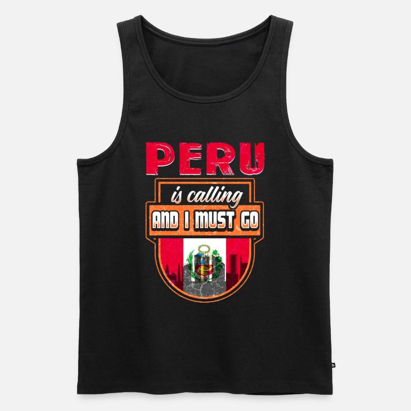Peru Flagge - Männer Premium Bio Tank Top - Schwarz