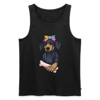 Teckel Cadeau Dixie Viennese Doxie Teckel - Débardeur bio Premium Homme - noir - Devant - AI Model Male 178 light (178cm)