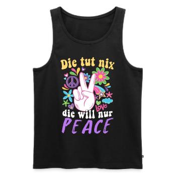 Hippie Peace Groovy Flowerpower Boho Woodstock - Männer Premium Bio Tank Top - Schwarz - Vorne - Michal (187cm)