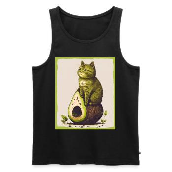 Katze Kätzchen Avocado Frucht Vegetarier Veganer - Männer Premium Bio Tank Top - Schwarz - Vorne - Michal (187cm)