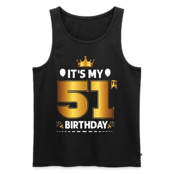 51 Birthday 51 Happy Birthday - Men's Premium Organic Tank Top - black - Front - Michal (187cm)