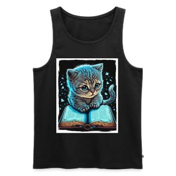 Lire les livres Livre Cat Fable Fantasy Saga - Débardeur bio Premium Homme - noir - Devant - Michal (187cm)