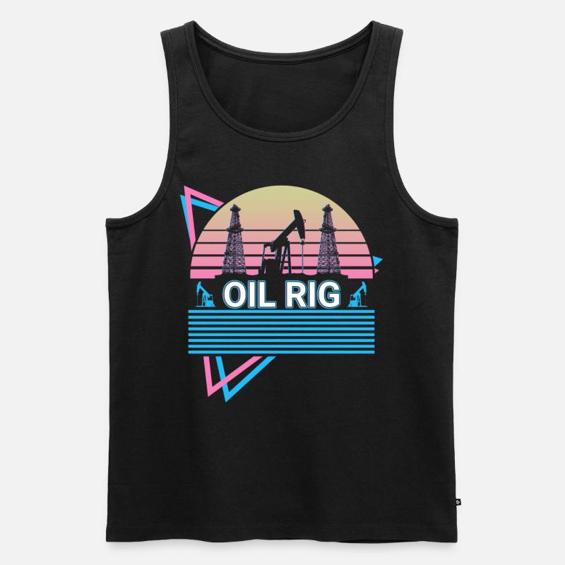Ölplattform Retro - Männer Premium Bio Tank Top - Schwarz