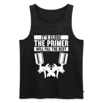 Es ist nah Der Primer füllt den Rest - Männer Premium Bio Tank Top - Schwarz - Vorne - AI Model Male 178 light (178cm)