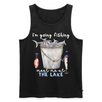 Poissons, Pêche au lac, Pêcheurs, Hameçons, Dire - Débardeur bio Premium Homme - noir - Devant - Michal (187cm)
