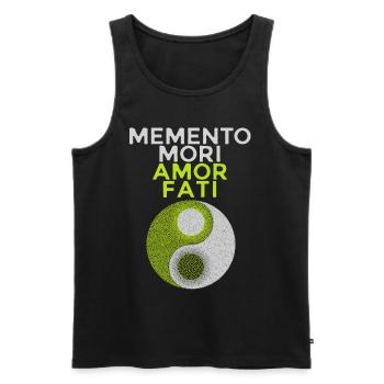 Dicton latin Memento-Mori, motivation - Débardeur bio Premium Homme - noir - Devant - Michal (187cm)