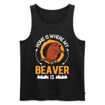 Zuhause ist wo mein Biber ist Biberdamm - Männer Premium Bio Tank Top - Schwarz - Vorne - Michal (187cm)