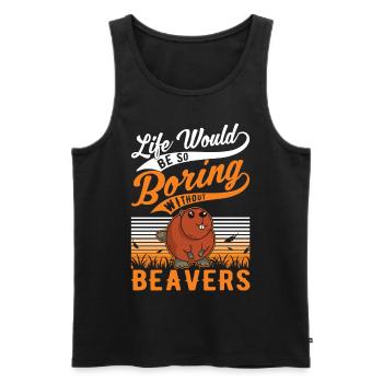 Biber Geschenk Biberdamm - Männer Premium Bio Tank Top - Schwarz - Vorne - Michal (187cm)