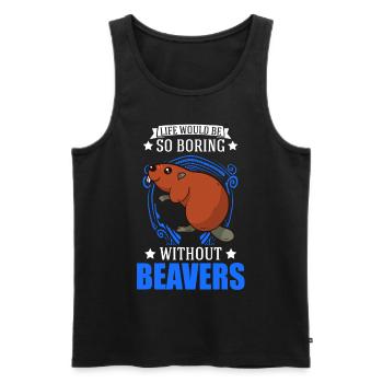 Biber Geschenk Biberdamm - Männer Premium Bio Tank Top - Schwarz - Vorne - Michal (187cm)