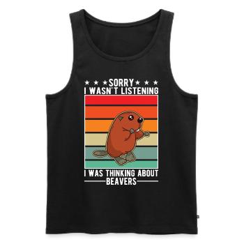Beaver Beaver Dam Gift Beaver - Men's Premium Organic Tank Top - black - Front - Michal (187cm)