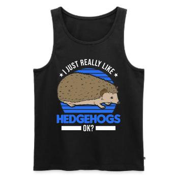 J’aime vraiment Hedgehogs Igel - Débardeur bio Premium Homme - noir - Devant - Michal (187cm)