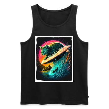 Cat Kitten Space Alien Planet Astronaut - Men's Premium Organic Tank Top - black - Front - AI Model Male 178 light (178cm)