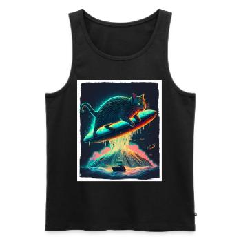 Cat Kitten Space Alien Planet Astronaut - Men's Premium Organic Tank Top - black - Front - AI Model Male 178 light (178cm)