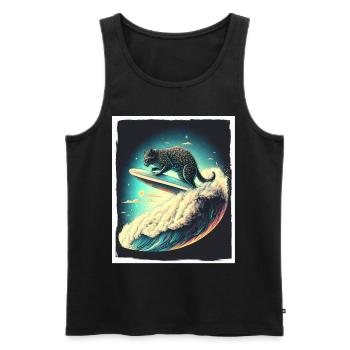 Cat Kitten Space Alien Planet Astronaut - Men's Premium Organic Tank Top - black - Front - AI Model Male 178 light (178cm)