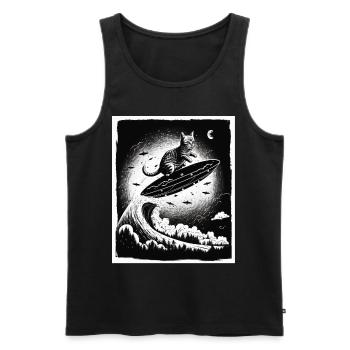 Cat Kitten Space Alien Planet Astronaut - Men's Premium Organic Tank Top - black - Front - AI Model Male 178 light (178cm)