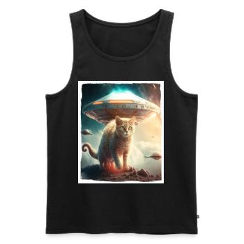 Cat Kitten Space Alien Planet Astronaut - Men's Premium Organic Tank Top - black - Front - AI Model Male 178 light (178cm)