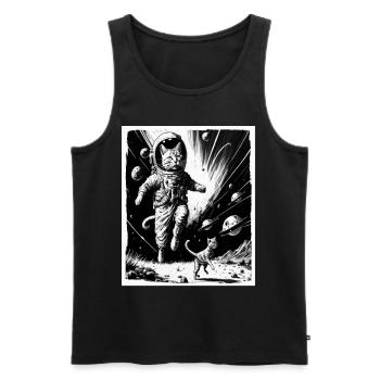 Cat Kitten Space Alien Planet Astronaut - Men's Premium Organic Tank Top - black - Front - AI Model Male 178 light (178cm)