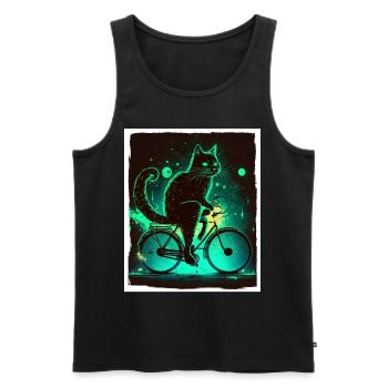 Cat Kitten Bike Bike Illustration abstraite - Débardeur bio Premium Homme - noir - Devant - Michal (187cm)