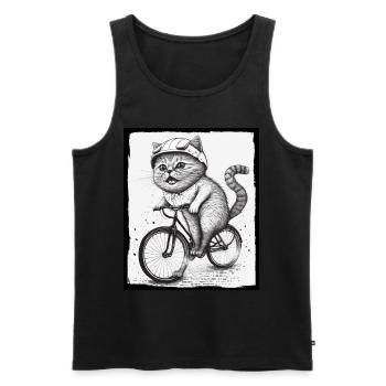 Cat Kitten Bike Bike Illustration abstraite - Débardeur bio Premium Homme - noir - Devant - Michal (187cm)