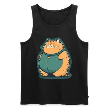 Dicke Katze Kätzchen Süßer Kater Schlafen Müde - Männer Premium Bio Tank Top - Schwarz - Vorne - AI Model Male 178 light (178cm)