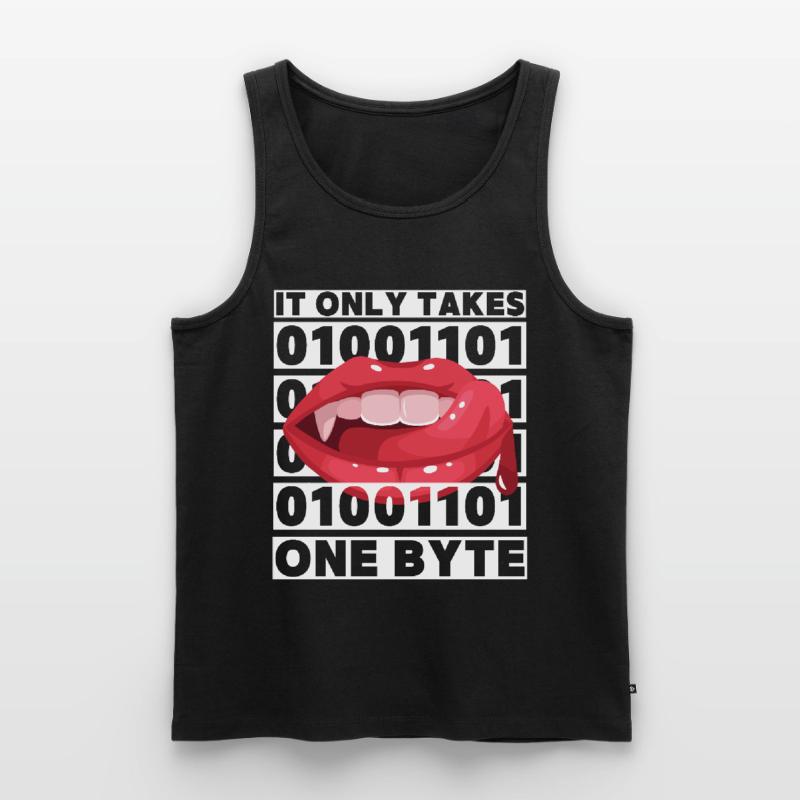 Bit Bytes Binäre Computernerd, Vampir, Spruch, Pun Männer Premium Bio Tank Top