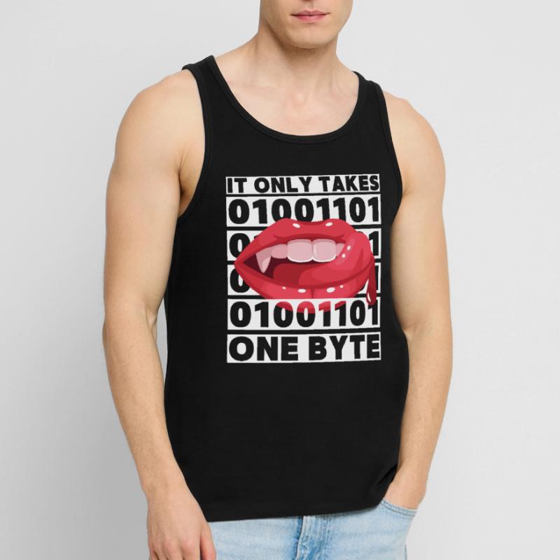 Bit Bytes Binäre Computernerd, Vampir, Spruch, Pun Männer Premium Bio Tank Top