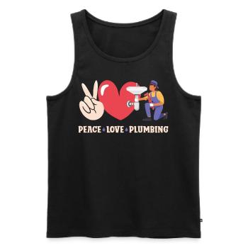Plomberie plombier femme paix amour - Débardeur bio Premium Homme - noir - Devant - Michal (187cm)