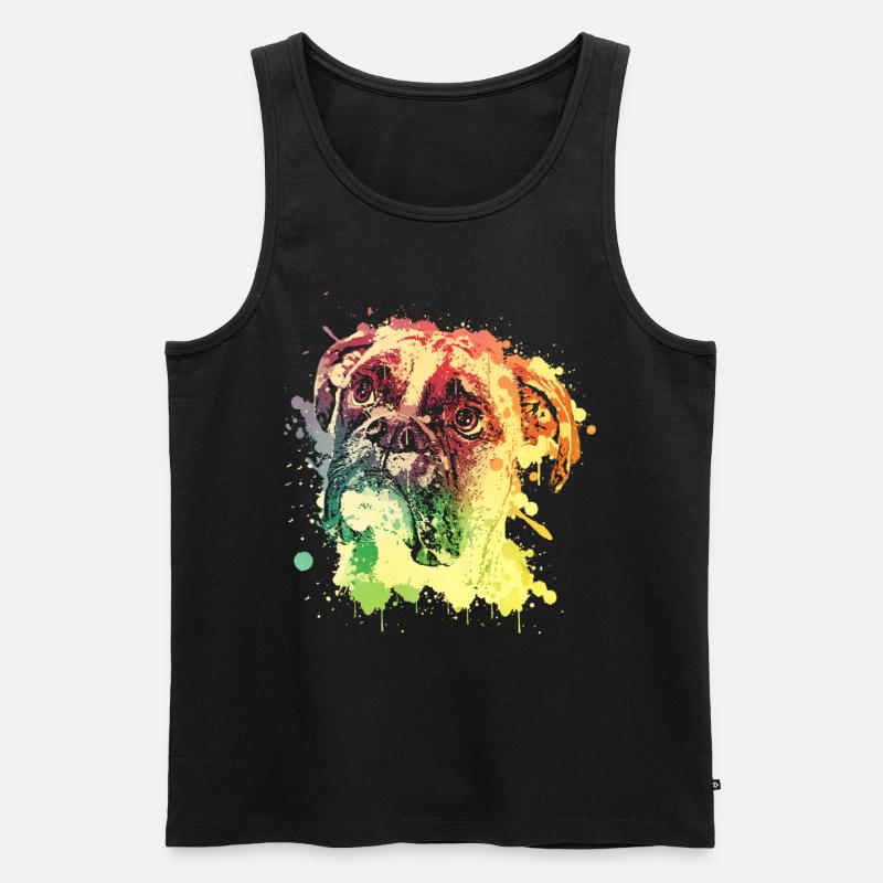 Boxer Hund Bunt - Männer Premium Bio Tank Top - Schwarz