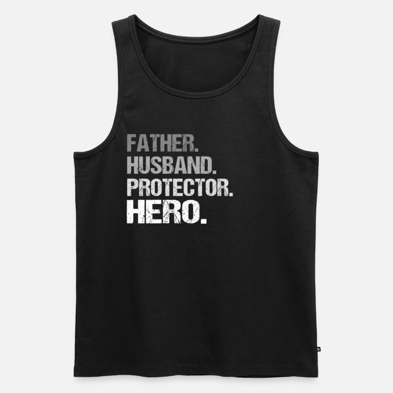 Father Husband Protector Hero - Männer Premium Bio Tank Top - Schwarz
