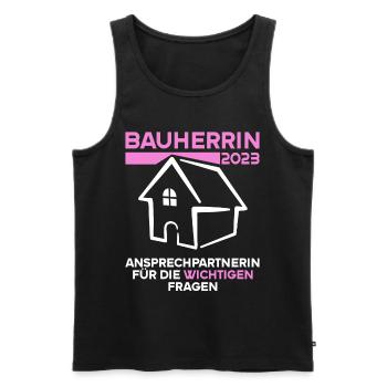 Bauherrin 2023 Ansprechpartnerin wichtigen Fragen - Männer Premium Bio Tank Top - Schwarz - Vorne - Michal (187cm)