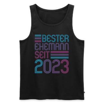 Meilleur mari depuis 2023 1er anniversaire de mariage - Débardeur bio Premium Homme - noir - Devant - Michal (187cm)