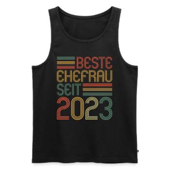 Meilleure épouse depuis 2023 1er anniversaire de mariage - Débardeur bio Premium Homme - noir - Devant - Michal (187cm)