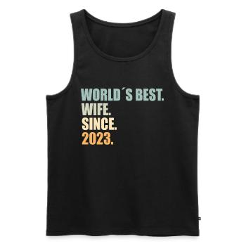 Meilleure épouse depuis 2023 1er anniversaire de mariage - Débardeur bio Premium Homme - noir - Devant - Michal (187cm)
