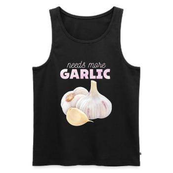 Garlic, funny Spuch, Needs-More-Garlic - Men's Premium Organic Tank Top - black - Front - AI Model Male 178 light (178cm)