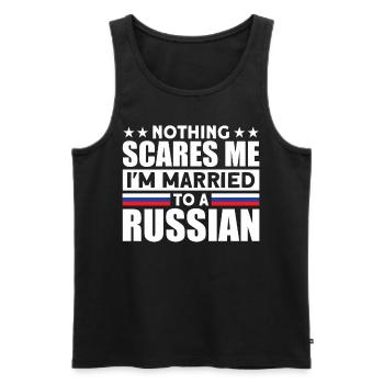 Prière humoristique pour moi Je suis mariée à un Russe pour - Débardeur bio Premium Homme - noir - Devant - AI Model Male 178 light (178cm)