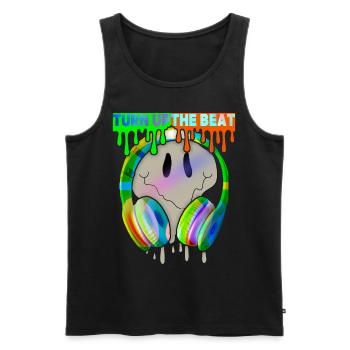 Musique, Turn-Up-The-Beat, Casque, Skull - Débardeur bio Premium Homme - noir - Devant - AI Model Male 178 light (178cm)