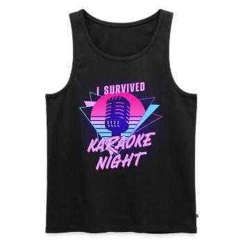Karaoké Chanteur 80s Rétro I - Débardeur bio Premium Homme - noir - Devant - Michal (187cm)